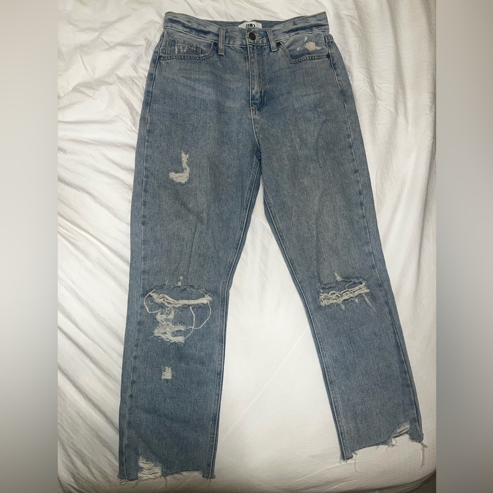 Ripped Straight Legged Jeans